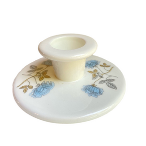 Wedgwood Ice Rose single candlestick holder in blue green floral made in England
